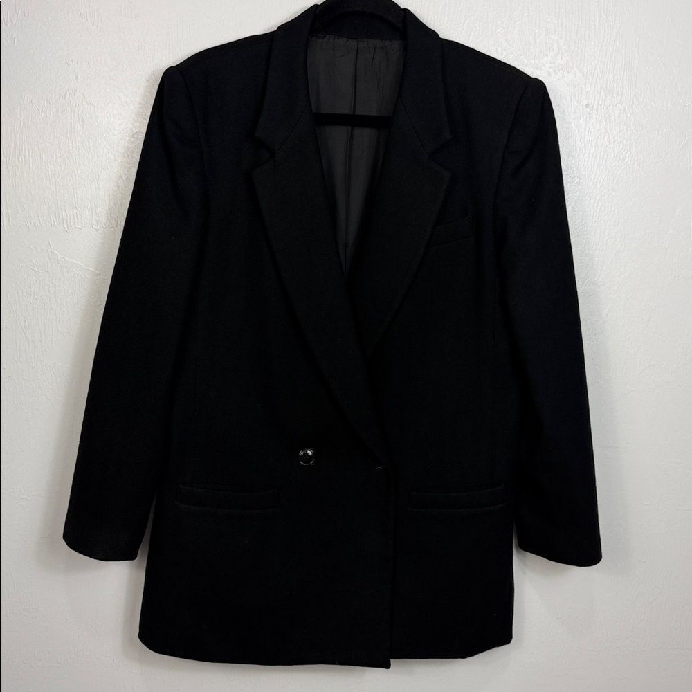 Greg Adams Black Wool Blazer Jacket Women’s Size 13/14 Classic Tailored - Picture 2 of 13